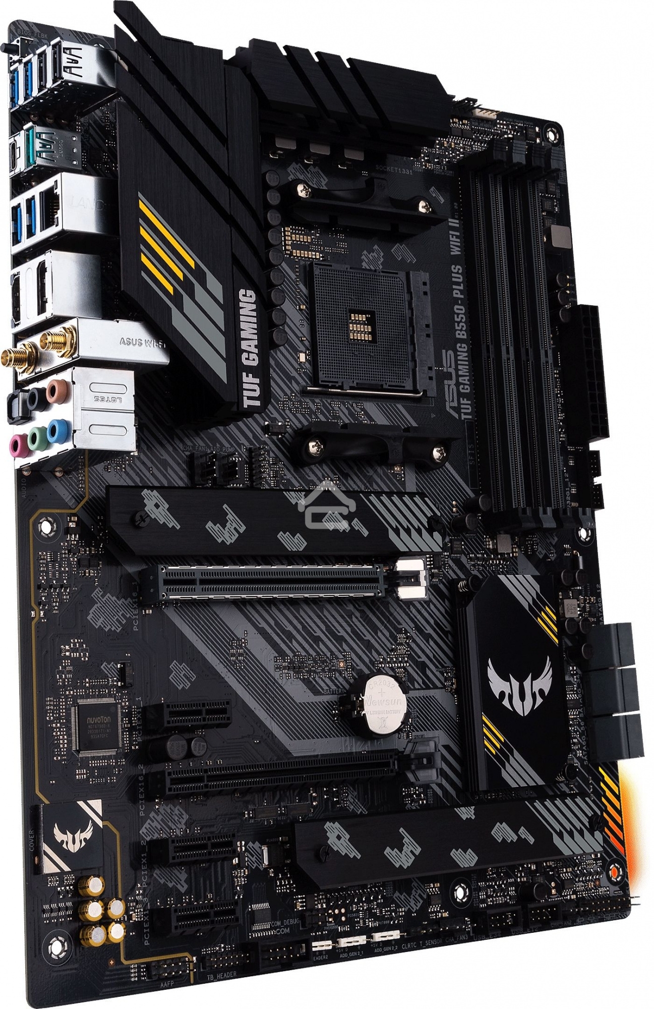 Материнская плата ASUS TUF GAMING B550-PLUS WIFI II, AM4, AMD B550, 4xDDR4, 6xSATA, 2xM.2, 1xPCI-E 3.0 x16, 1xPCI-E 4.0 x16, 3xPCI-E x1, 1xDP, 1xHDMI, 1x 2.5Gb LAN, 2xUSB-A 3.2 Gen 1, 1xUSB-A 3.2 Gen 2, 1xUSB-C 3.2 Gen 2, 3x3.5 мм, 7.1, ATX