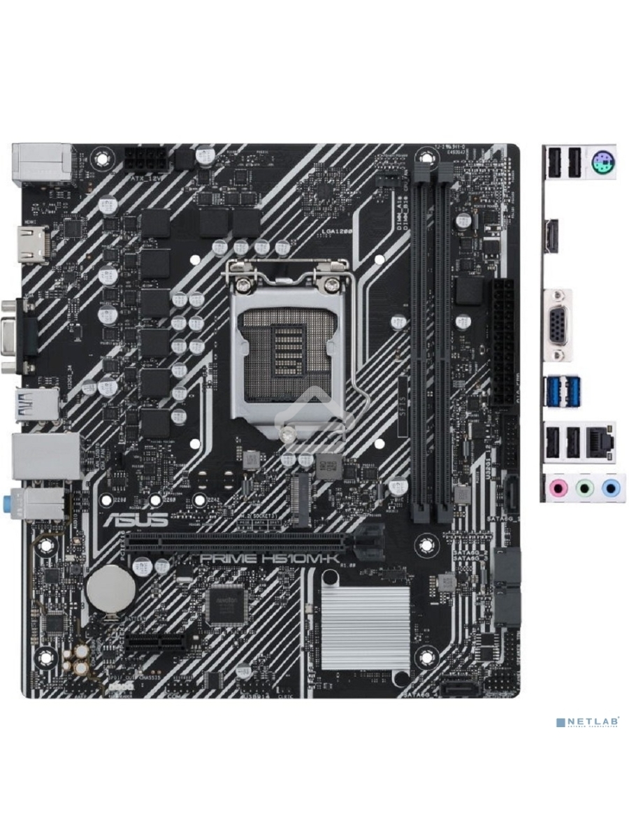 Материнская плата ASUS PRIME H510M-K, LGA 1200, Intel H510, 2xDDR4, 4xSATA, 1xM.2, 1xPCIe 4.0 x16, 1xPCIe x1, 1xHDMI, 1xVGA, 2xUSB-A 3.2 Gen 1, 4xUSB-A 2.0, 1x 1Gb LAN, 3x3.5 мм, 7.1, mATX