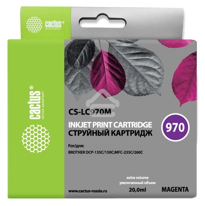 Картридж струйный Cactus CS-LC970M пурпурный (20 мл) для Brother MFC-260c/235c/DCP-150c/135c