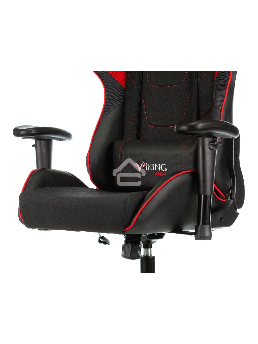 Кресло игровое Бюрократ VIKING 4 AERO RUS белый/синий/красный/черный, искусст. кожа/ткань, две подушки