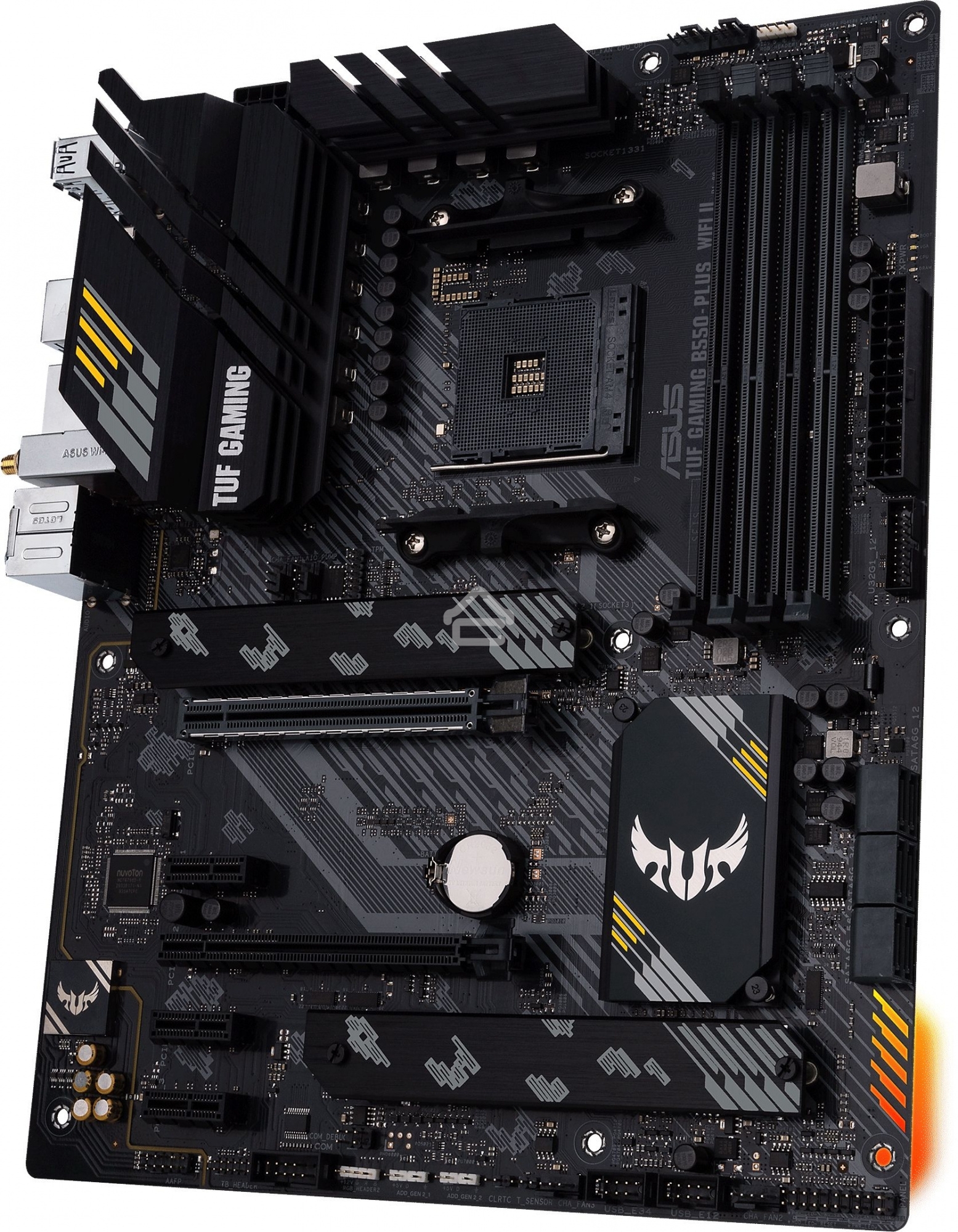 Материнская плата ASUS TUF GAMING B550-PLUS WIFI II, AM4, AMD B550, 4xDDR4, 6xSATA, 2xM.2, 1xPCI-E 3.0 x16, 1xPCI-E 4.0 x16, 3xPCI-E x1, 1xDP, 1xHDMI, 1x 2.5Gb LAN, 2xUSB-A 3.2 Gen 1, 1xUSB-A 3.2 Gen 2, 1xUSB-C 3.2 Gen 2, 3x3.5 мм, 7.1, ATX