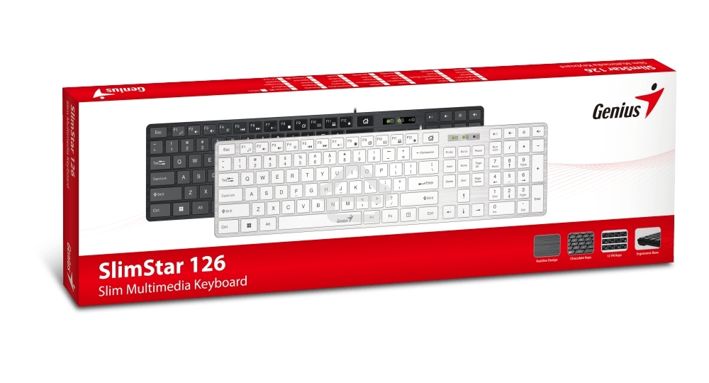 Клавиатура Genius SlimStar 126 wired keyboard белый color (12 Multimedia Function Keys and 4 dedicated Hotkeys for Quick Commands, Ultra-Slim Keycaps)