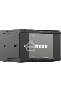 Шкаф коммутационный NTSS (NTSS-W6U6060GS-BL) настенный 6U 570x600мм пер.дв.стекл 60кг черный 19.5кг