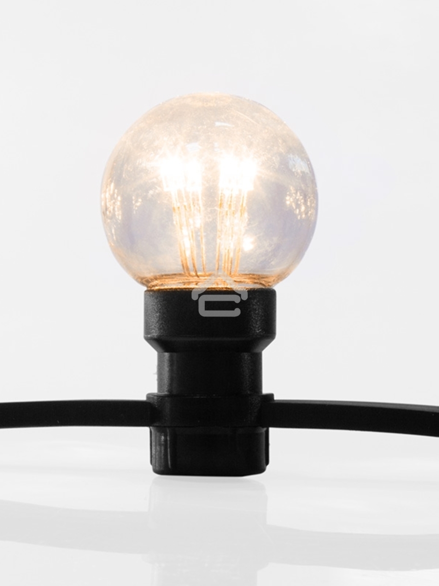 Гирлянда LED Galaxy Bulb String 10м, черный КАУЧУК, 30 ламп*6 LED ЖЕЛТЫЕ, влагостойкая IP65