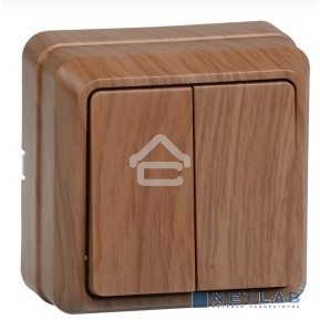 Выключатель 2-кл. ОП ОКТАВА 10А IP20 откр. уст. дуб ИЭК EVO20-K04-10-DC