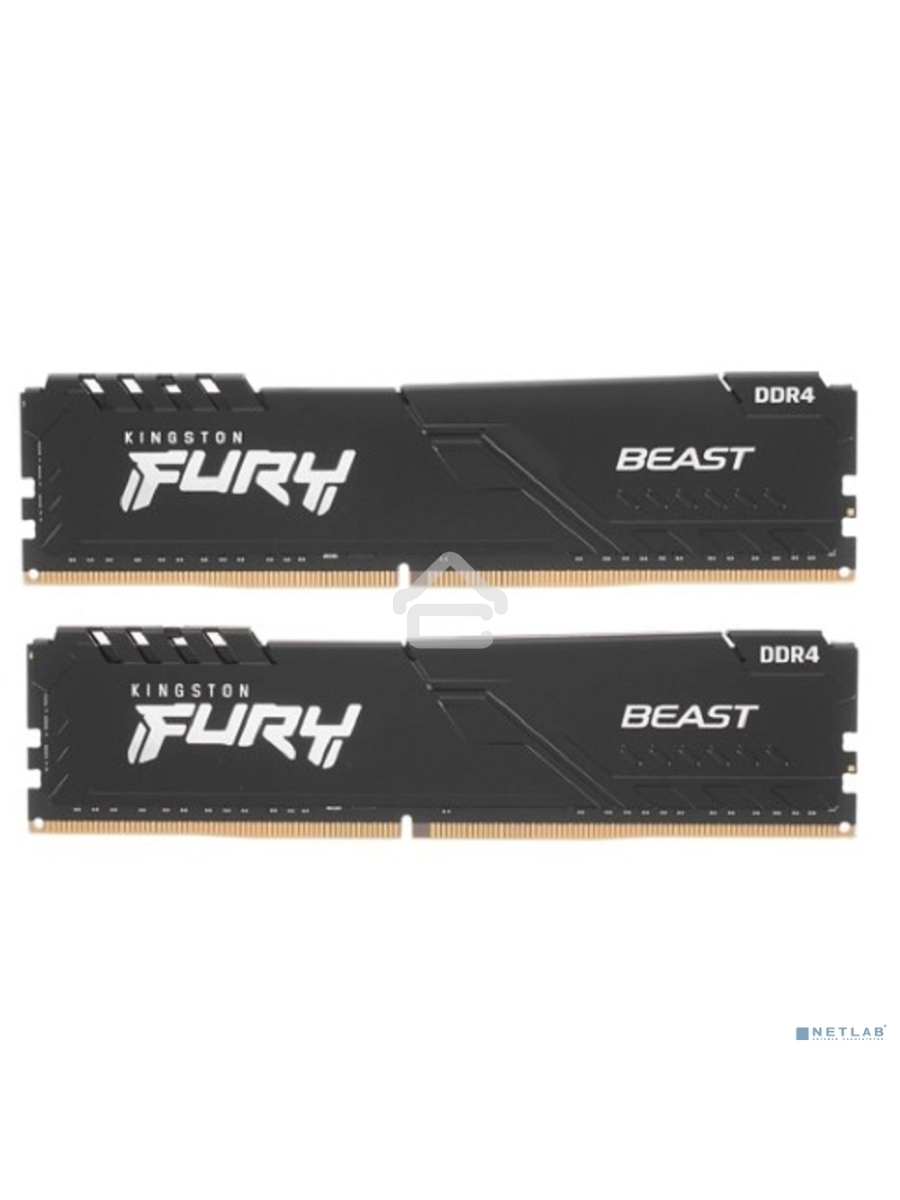 Оперативная память Kingston Fury Beast , DDR4, 32GB (2x16GB), 3200MHz, CL16, DIMM, с радиатором, чёрный