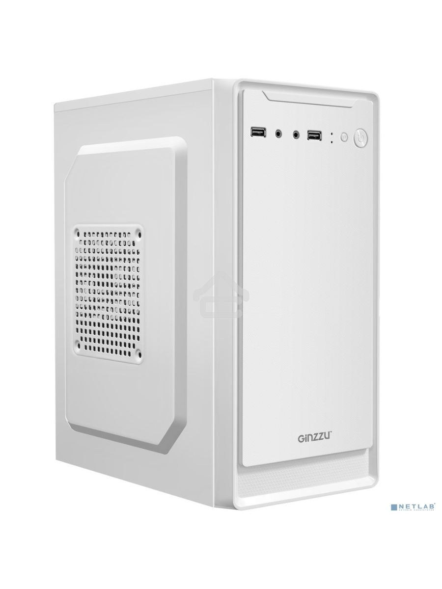 Компьютерный корпус MiniTower Ginzzu B185 White mATX,2xUSB2.0, белый,w/o PSU, w/o fan (Ginzzu B185)
