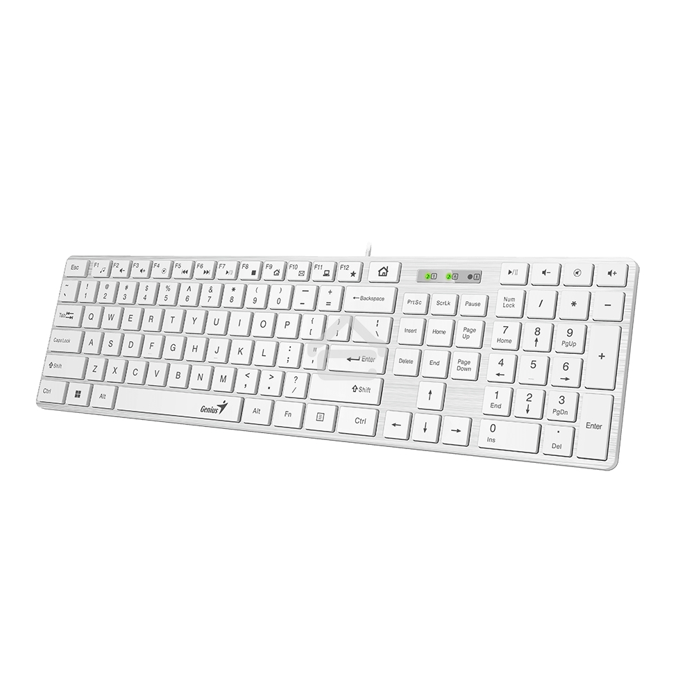 Клавиатура Genius SlimStar 126 wired keyboard белый color (12 Multimedia Function Keys and 4 dedicated Hotkeys for Quick Commands, Ultra-Slim Keycaps)