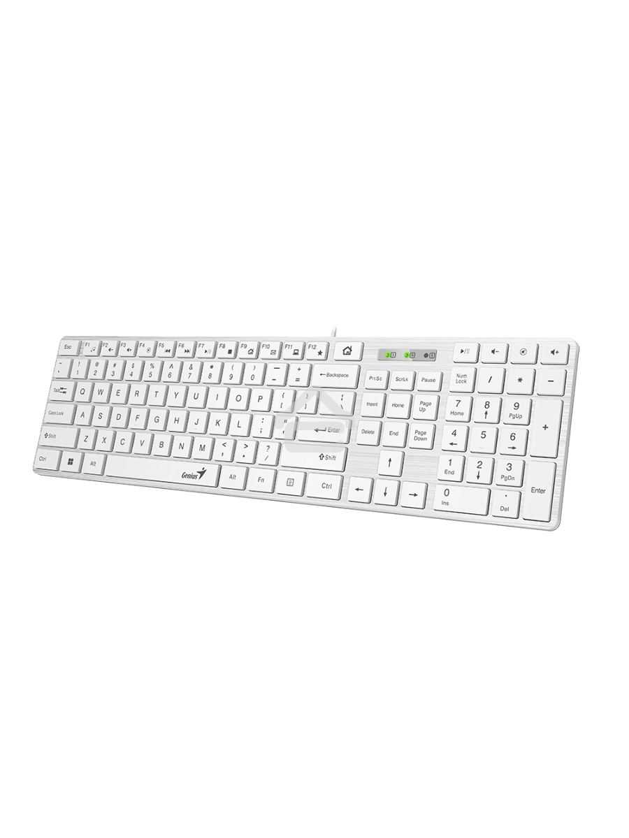 Клавиатура Genius SlimStar 126 wired keyboard white color (12 Multimedia Function Keys and 4 dedicated Hotkeys for Quick Commands, Ultra-Slim Keycaps)