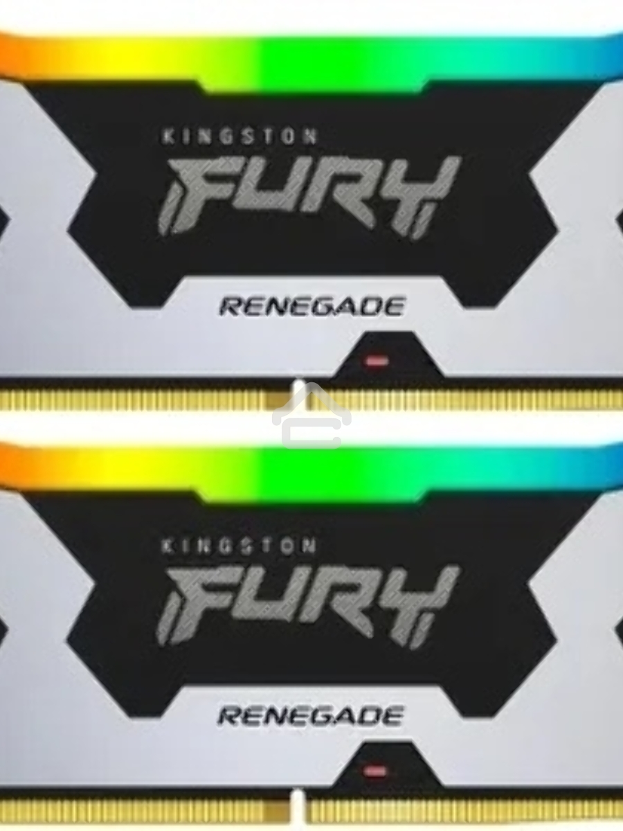 Оперативная память Kingston Fury Renegade, DDR5, 32GB (2x16GB), 6400MHz, CL32, DIMM, с радиатором, RGB, серебристый/черный
