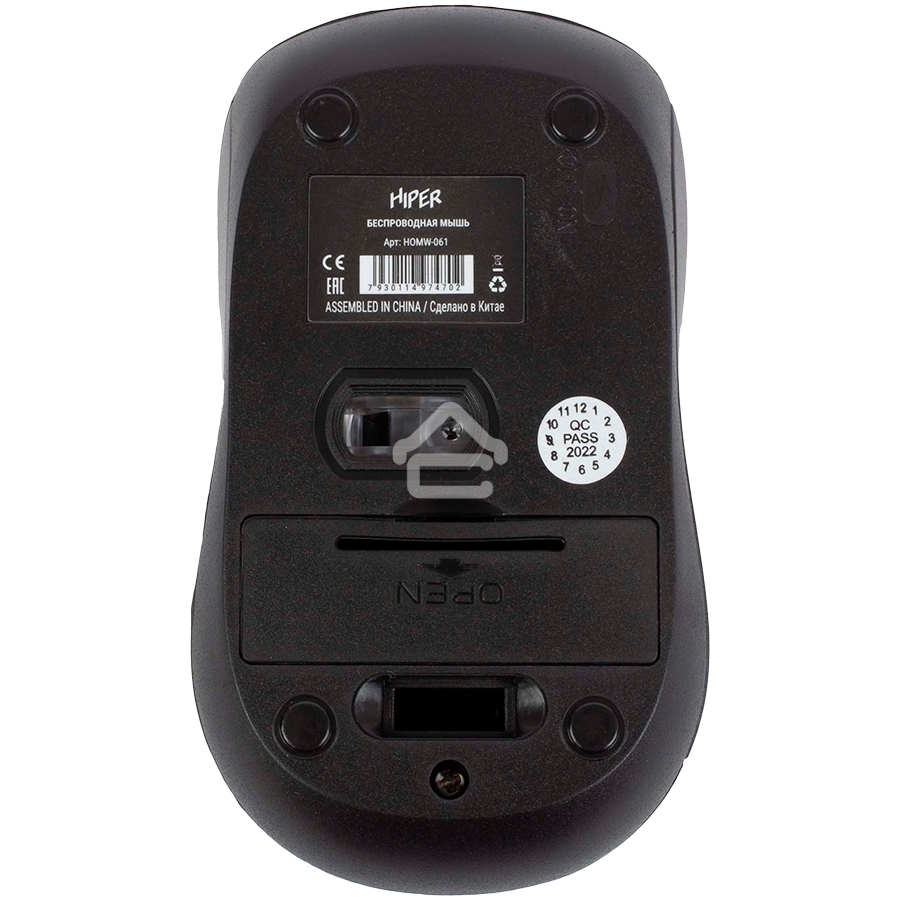 Мышь беспроводная HIPER HOMW-061 черный, 1000 dpi, радиоканал, USB, кнопки - 3