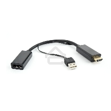 Конвертер HDMI->DisplayPort, Cablexpert DSC-HDMI-DP, HD19M+USBxHD20F, черный