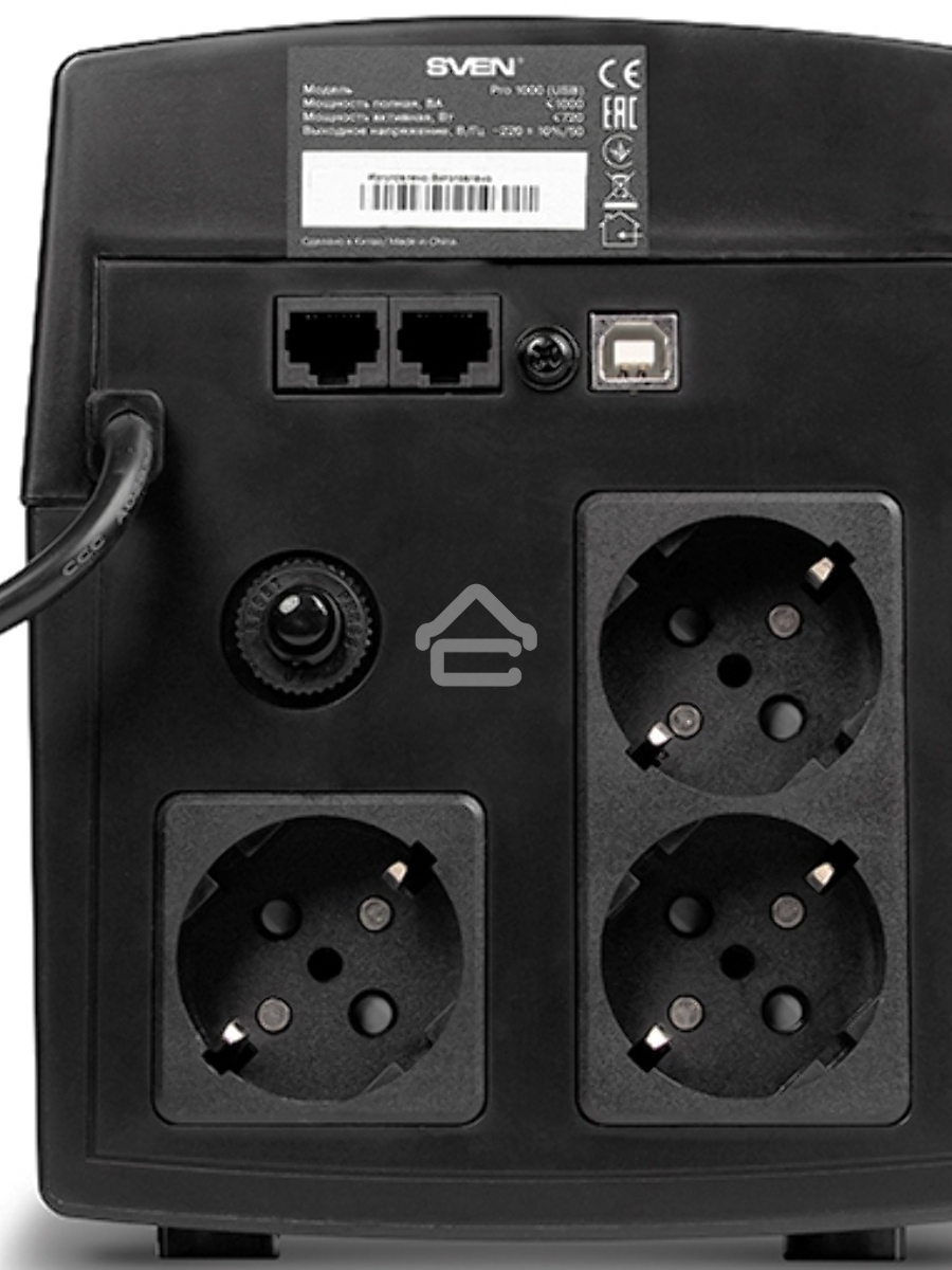 Источник бесперебойного питания SVEN Pro 1000 1000VA/720W USB, RJ-45 (3 EURO) 
