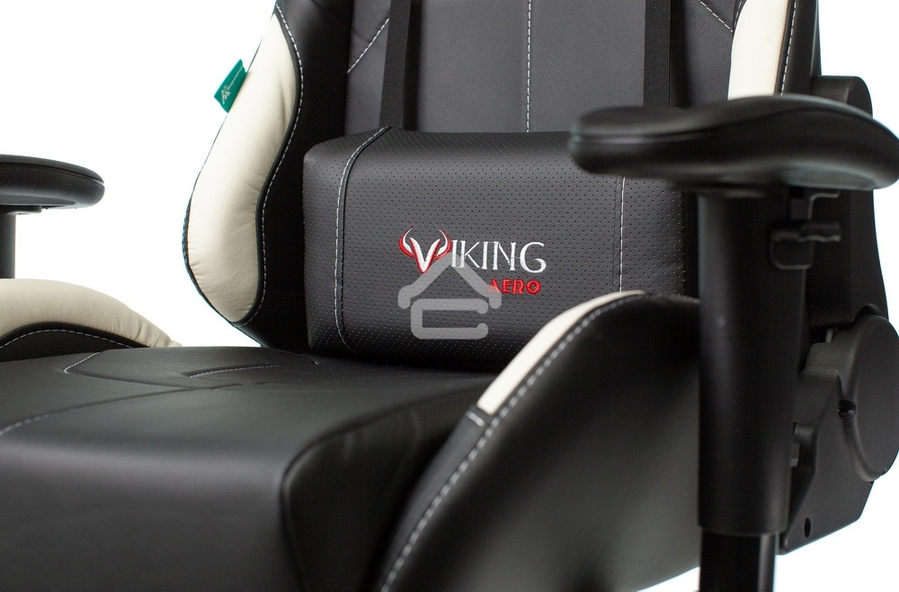Кресло игровое Бюрократ VIKING 5 AERO WHITE черный/белый искусственная кожа