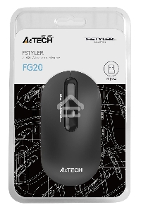 Мышь беспроводная A4Tech Fstyler FG20 серый, 2000 dpi, радиоканал, USB, кнопки - 4