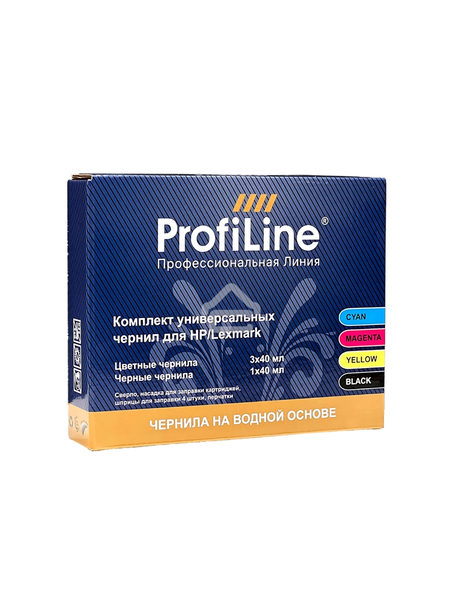 Комплект ун-ных чернил для принтеров HP/Lexmark, Black/Cyan/Magenta/Yellow 4*40 мл водн ProfiLine