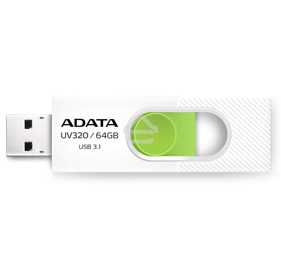 Флешка USB ADATA UV320 (AUV320-64G-RWHGN), 64Gb, USB 3.2 Gen1, R/W 100/30, белый/зеленый
