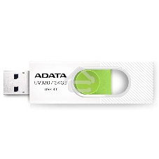 Флешка USB ADATA UV320 (AUV320-64G-RWHGN), 64Gb, USB 3.2 Gen1, R/W 100/30, белый/зеленый