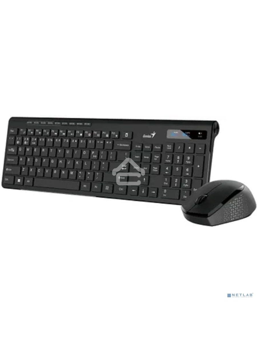 Комплект беспроводной Genius Smart KM-8230 BLACK, клавиатура+мышь, USB, 1 мини-ресивер на оба устройства. Клавиатура: 104 клавиши кнопка SmartGenius, клавиши т