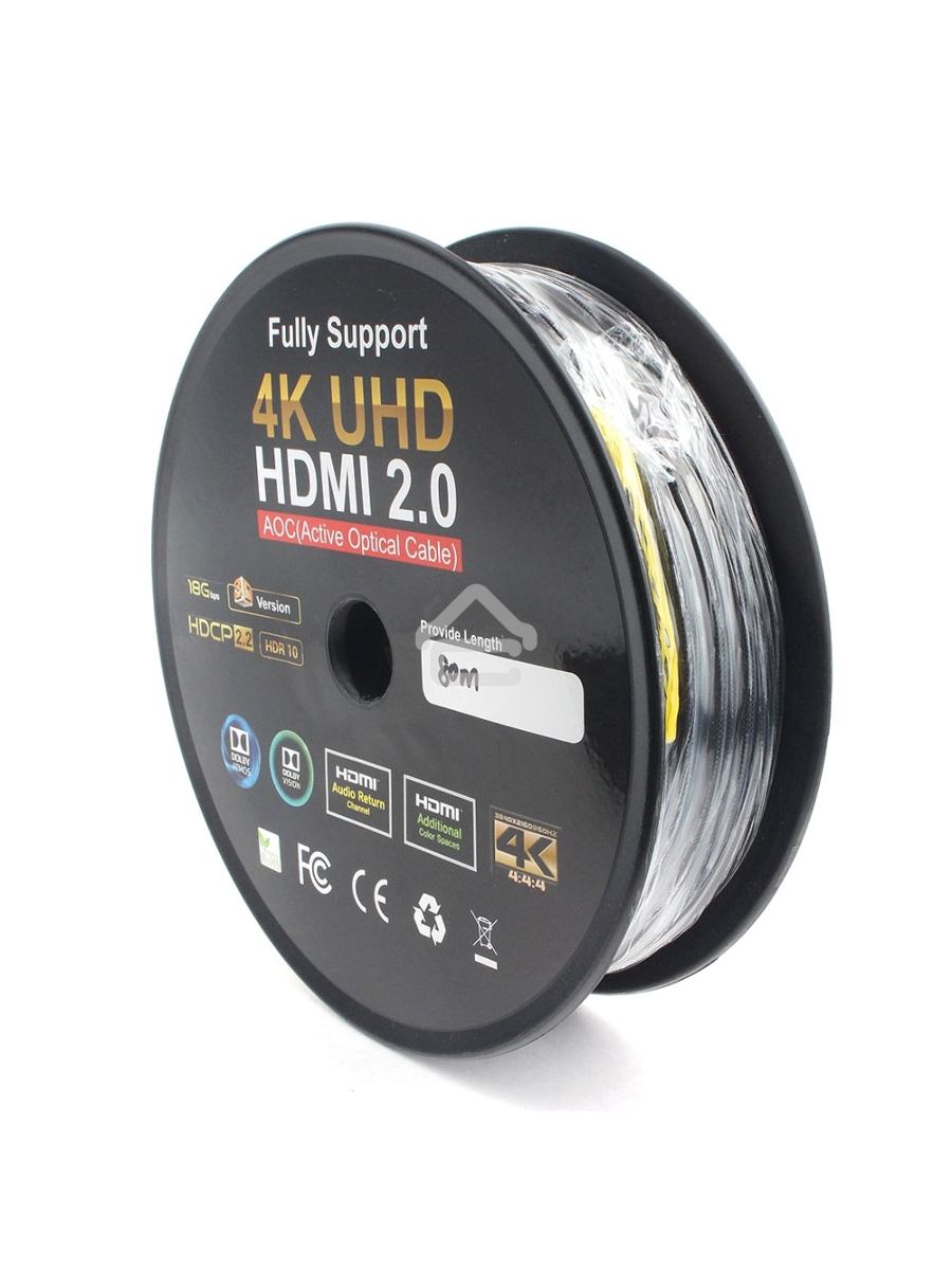 Активный оптический кабель  Cablexpert HDMI, 80м, v2.0, 19M/19M, AOC Premium Series, позол.разъемы, экран, коробка