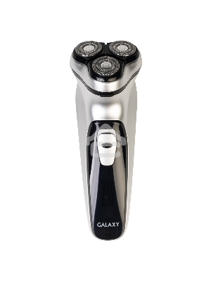 Бритва Galaxy Line GL 4209, серебряный с черным, роторная, аккумуляторная, 5 Вт, Li-Ion аккумулятор емкостью 600 мА*ч, время непрерывной работы до 1,5 ч, ножи из нержавеющей стали, 3 независимые плавающие головки, возможность промывки бреющего блока, инди