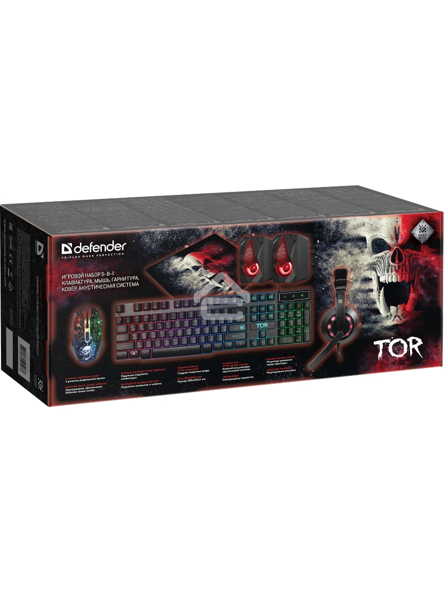 Игровой набор Defender Tor MHP-127 мышь+клав.+гарн.+ков.+колонка