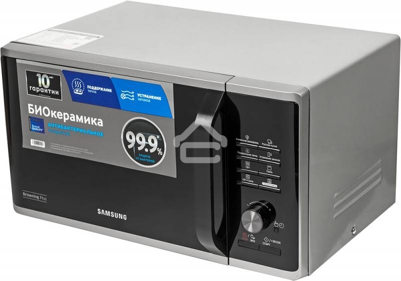 Микроволновая печь Samsung MG23K3515AS, 800Вт, 23л, серебристый, поворотный механизм, кнопки