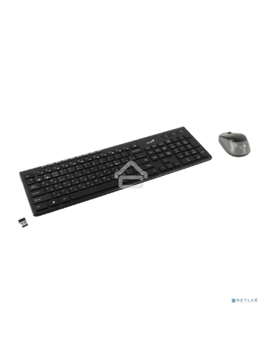 Комплект беспроводной Genius Smart KM-8230 BLACK, клавиатура+мышь, USB, 1 мини-ресивер на оба устройства. Клавиатура: 104 клавиши кнопка SmartGenius, клавиши т