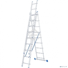 Лестница Сибртех, 3 х 9 ступеней, алюминиевая, трехсекционная, 97819