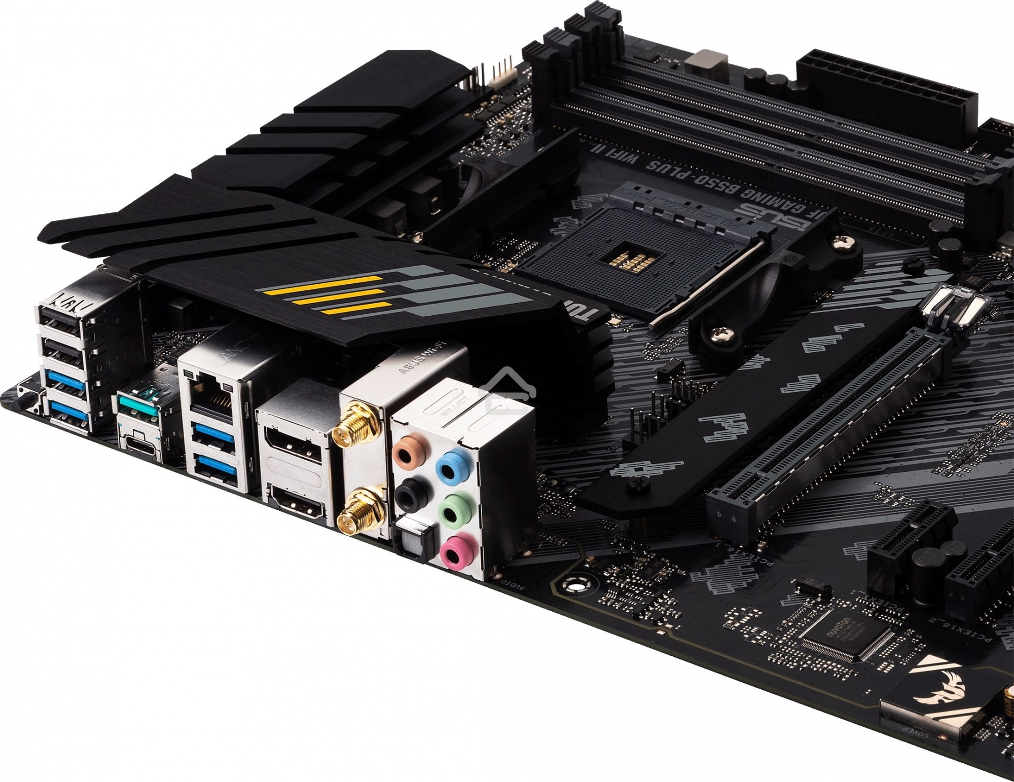 Материнская плата ASUS TUF GAMING B550-PLUS WIFI II, AM4, AMD B550, 4xDDR4, 6xSATA, 2xM.2, 1xPCI-E 3.0 x16, 1xPCI-E 4.0 x16, 3xPCI-E x1, 1xDP, 1xHDMI, 1x 2.5Gb LAN, 2xUSB-A 3.2 Gen 1, 1xUSB-A 3.2 Gen 2, 1xUSB-C 3.2 Gen 2, 3x3.5 мм, 7.1, ATX