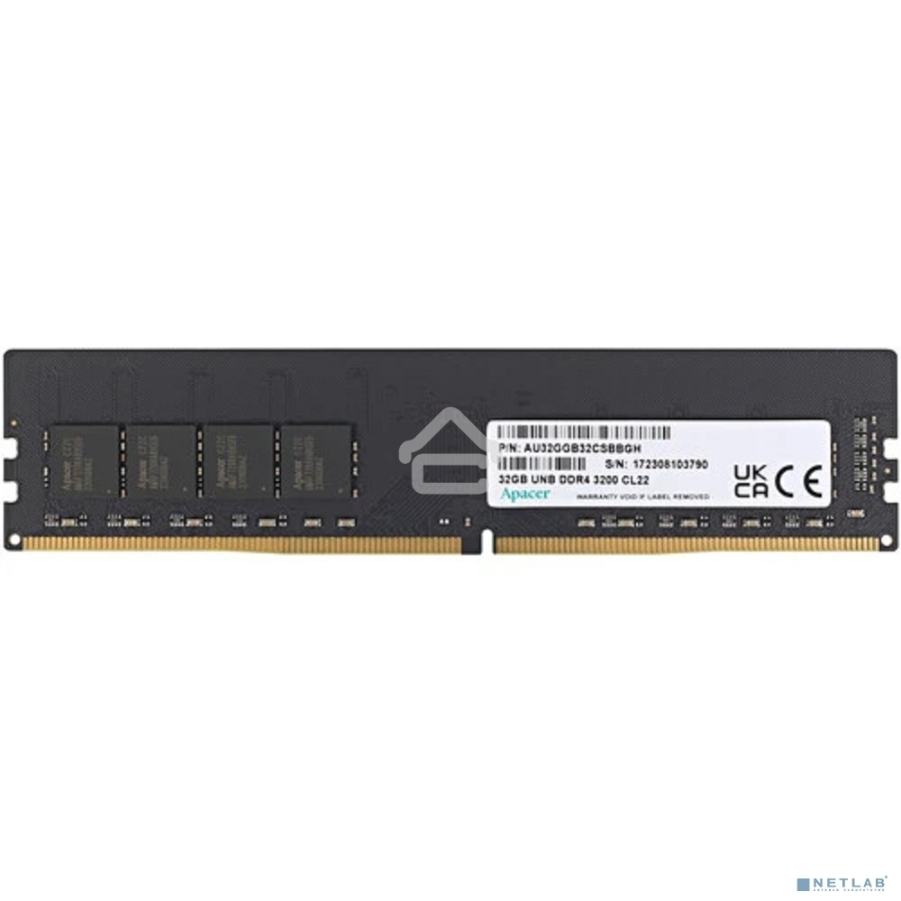 Оперативная память Apacer, DDR4, 32GB (1x32GB), 3200MHz, CL22, DIMM