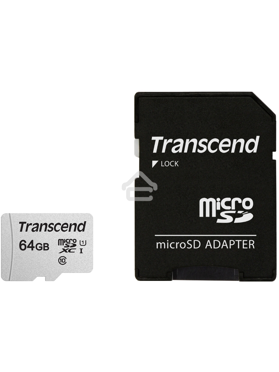 Флеш карта Micro SecureDigital 64Gb Transcend Class 10 TS64GUSD300S-A{MicroSDXC Class 10 UHS-I, SD adapter}