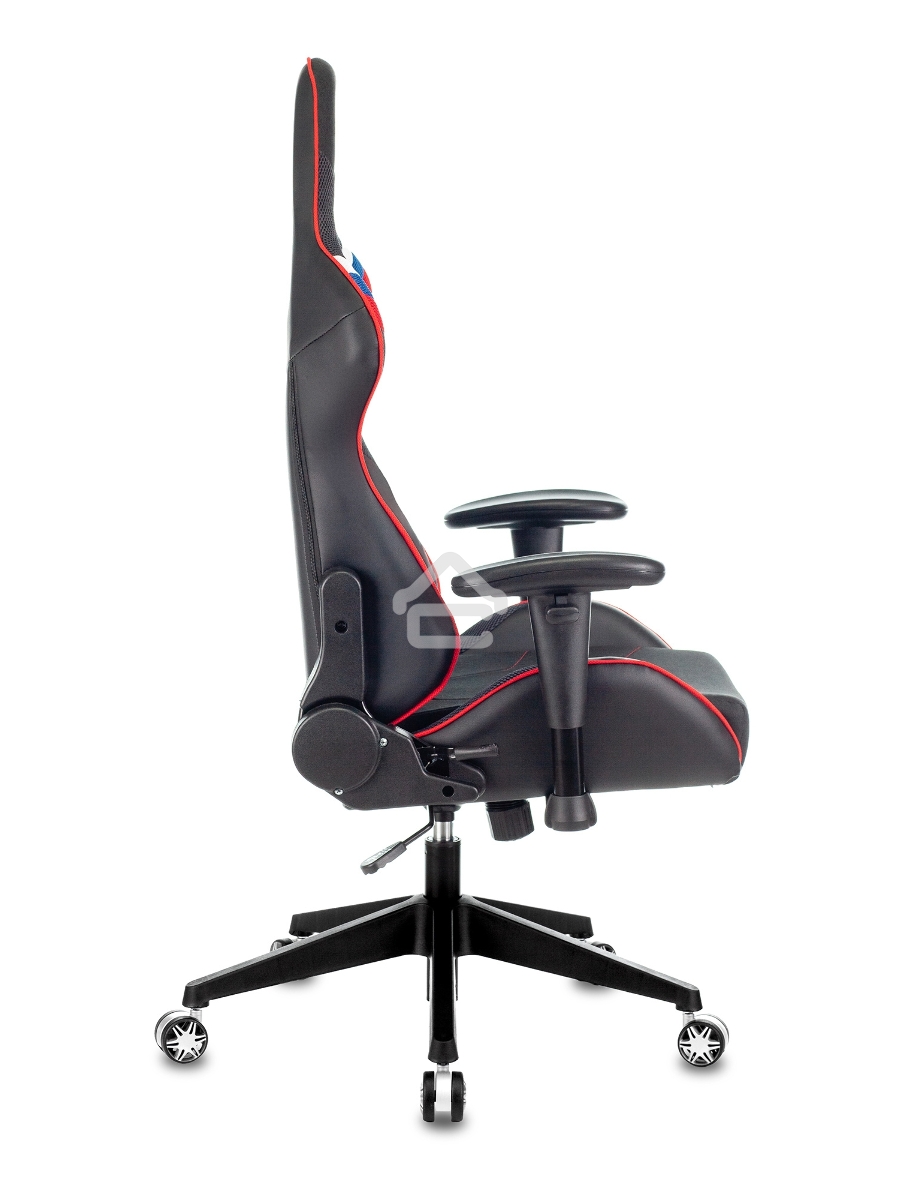 Кресло игровое Бюрократ VIKING 4 AERO RUS белый/синий/красный/черный, искусст. кожа/ткань, две подушки