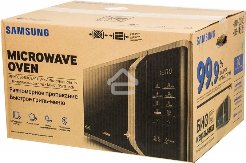 Микроволновая печь Samsung MG23K3515AS, 800Вт, 23л, серебристый, поворотный механизм, кнопки
