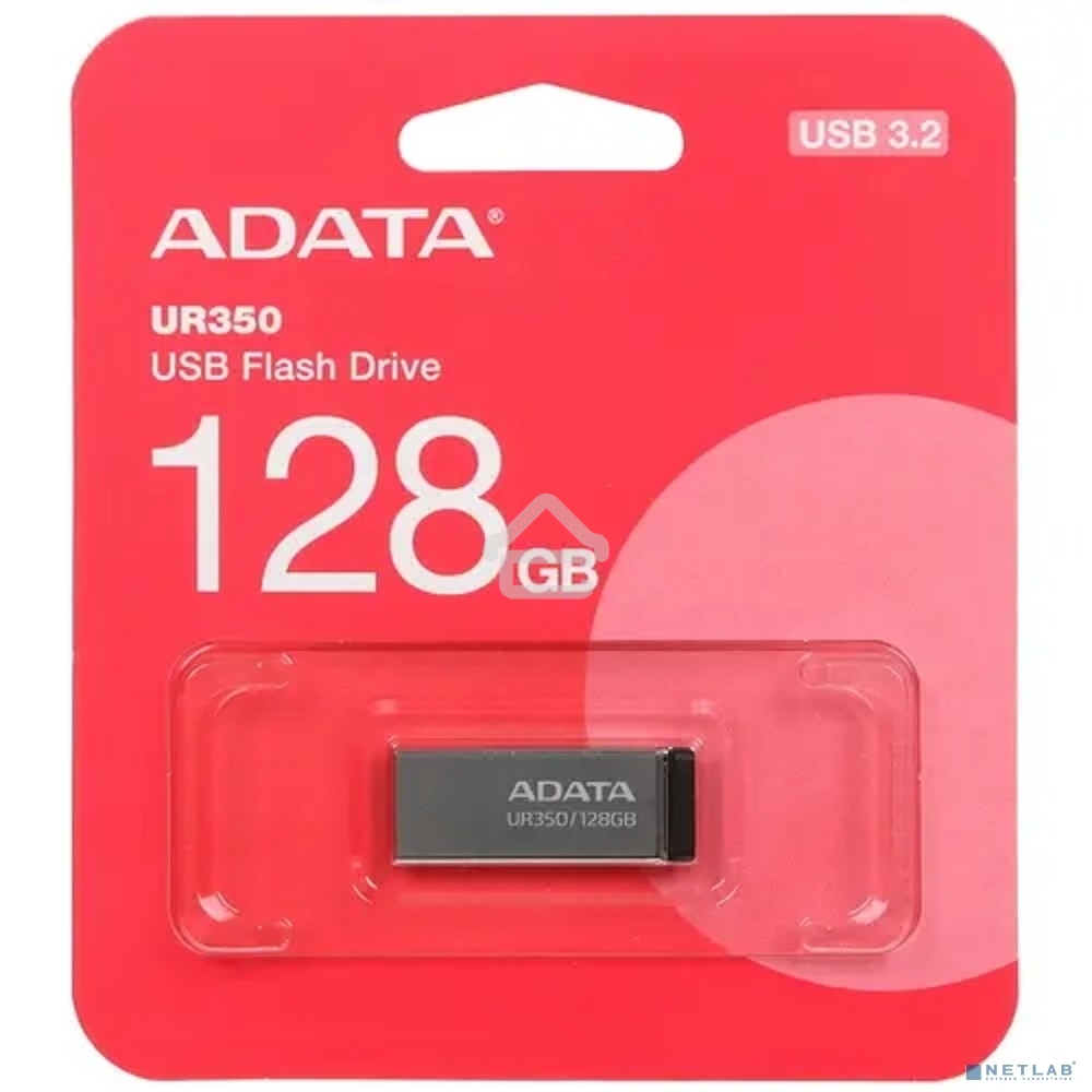 Флешка USB ADATA UR350 (UR350-128G-RSR/BK), 128Gb, USB 3.2, R/W 100/15, серебристый/черный
