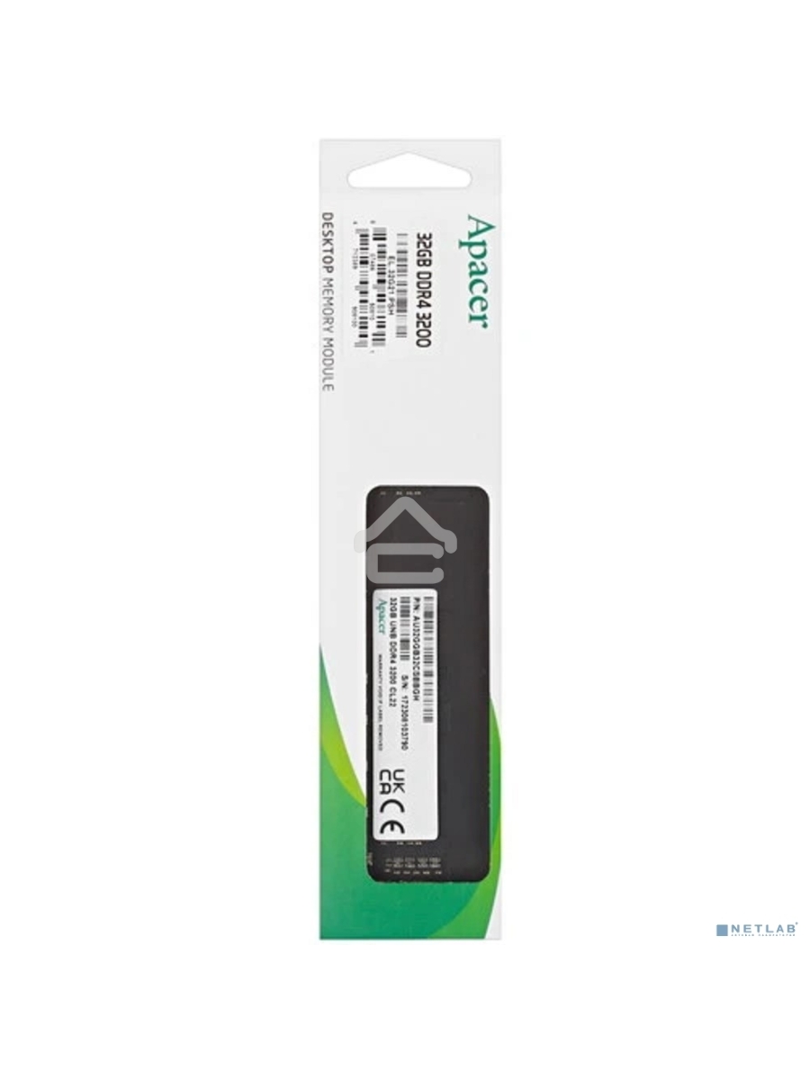Оперативная память Apacer, DDR4, 32GB (1x32GB), 3200MHz, CL22, DIMM