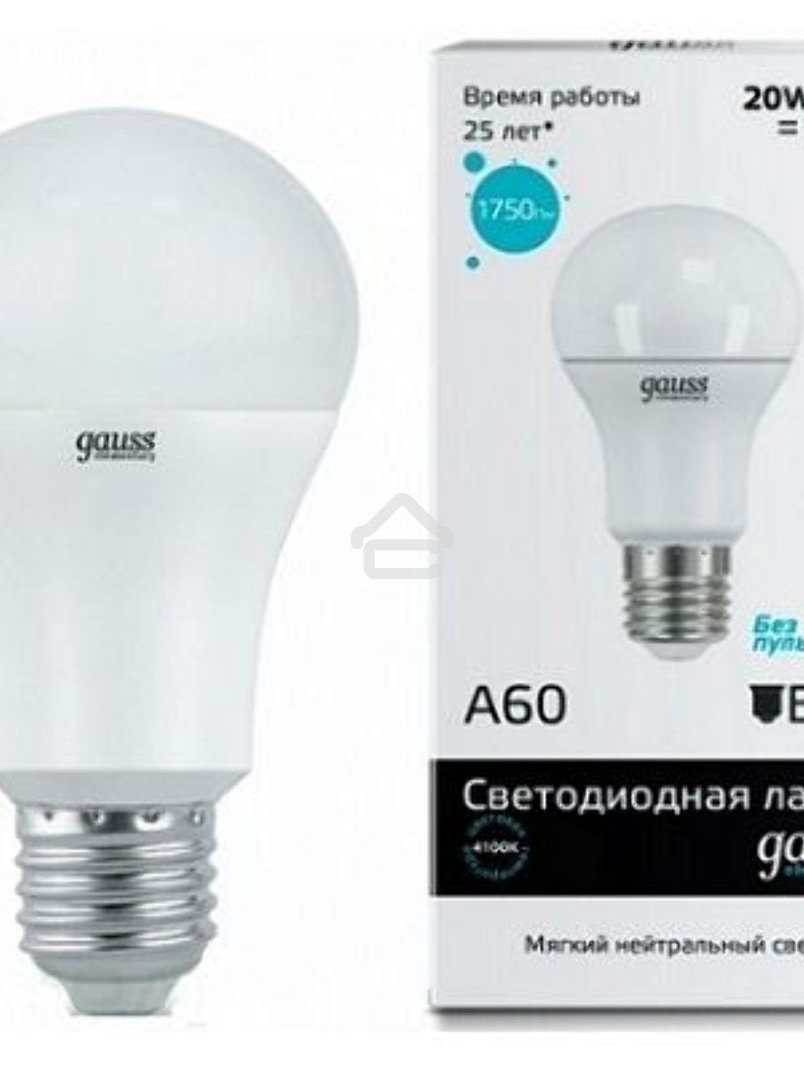 Лампа GAUSS LED Elementary Арт. 23229A60 20W E27 4100K 1/10/40 груша