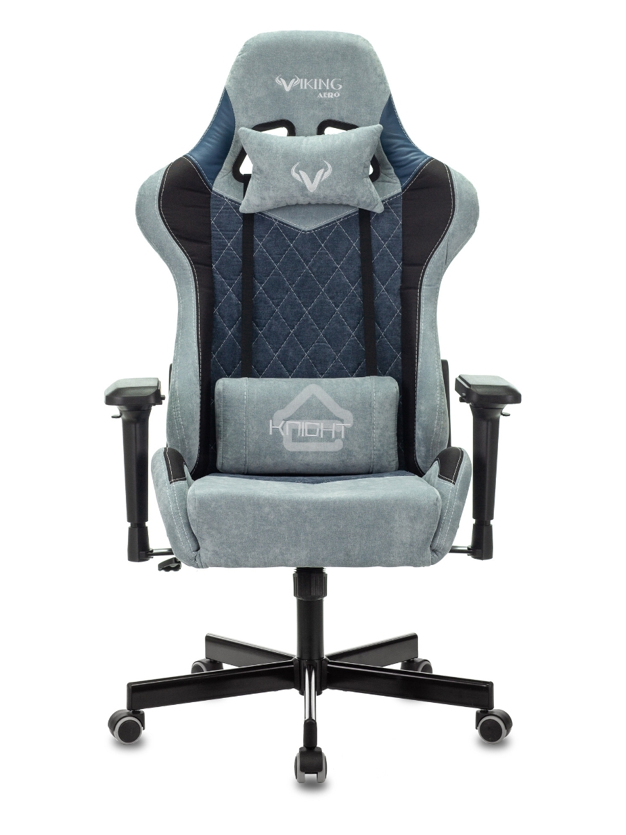 Кресло игровое Бюрократ VIKING 7 KNIGHT BL FABRIC синий текстиль/эко.кожа крестовина металл/пластик