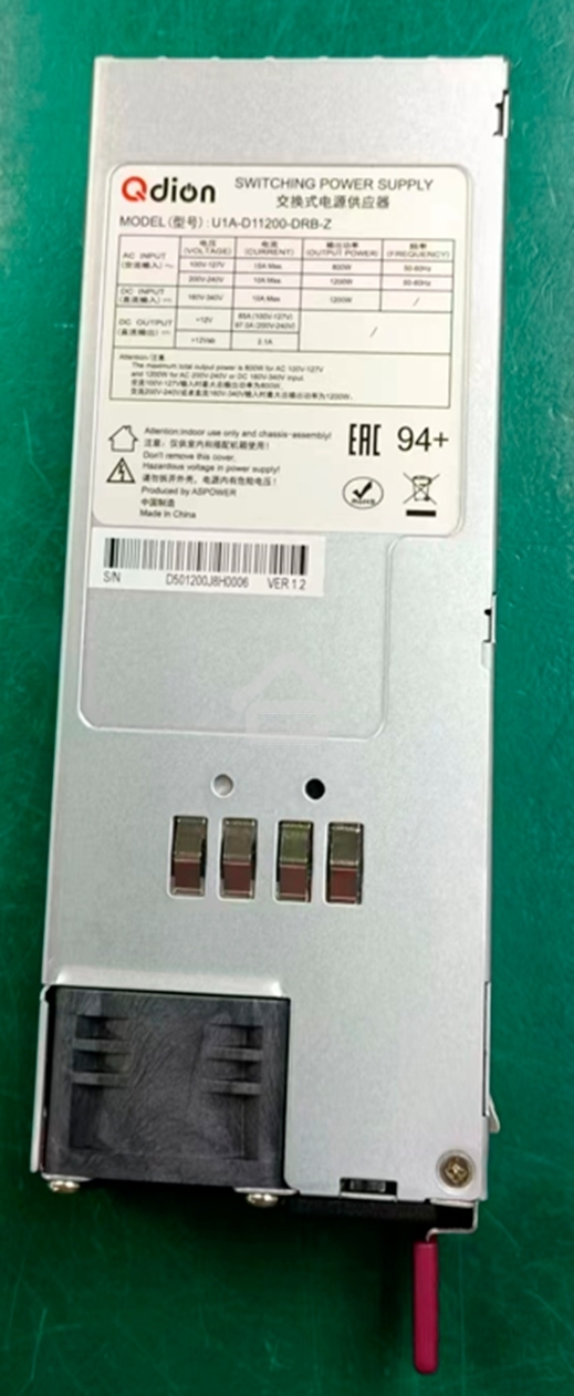 Блок питания серверный Server power supply Qdion Model U1A-D11200-DRB-Z P/N:99MAD11200I1170117 CRPS 1U Module 1200W Efficiency 94+, Gold Finger (option), Cable connector: C14