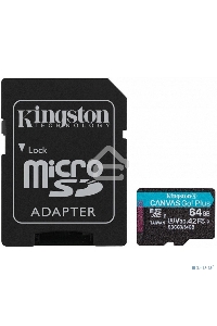Флеш карта Kingston 64GB microSDXC Canvas Go Plus 170R A2 U3 V30 Card + ADP EAN: 740617301045