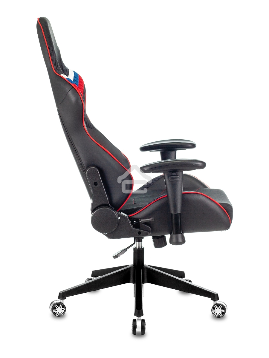 Кресло игровое Бюрократ VIKING 4 AERO RUS белый/синий/красный/черный, искусст. кожа/ткань, две подушки