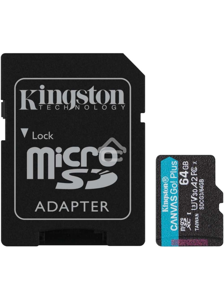 Флеш карта Kingston 64GB microSDXC Canvas Go Plus 170R A2 U3 V30 Card + ADP EAN: 740617301045