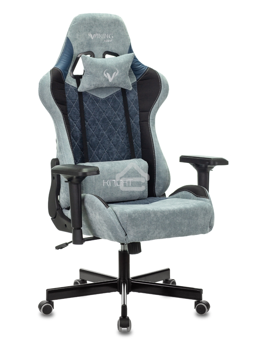 Кресло игровое Бюрократ VIKING 7 KNIGHT BL FABRIC синий текстиль/эко.кожа крестовина металл/пластик
