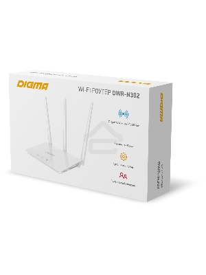 Роутер беспроводной Digma DWR-N302 N300 10/100BASE-TX белый (упак.:1шт)