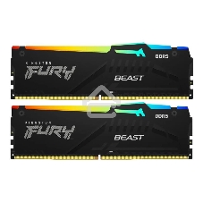 Оперативная память Kingston Fury Beast, DDR5, 32Gb (2x16Gb), 6000MHz, CL36, DIMM, с радиаторами, RGB, черный