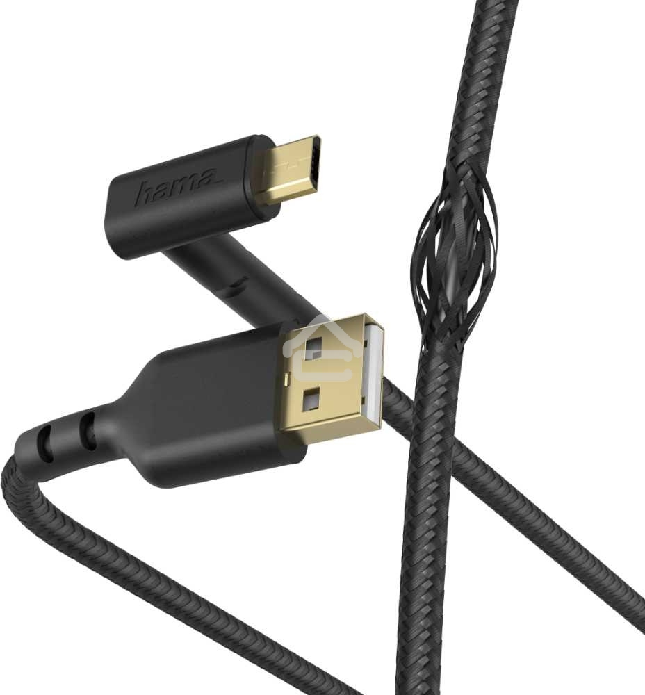 Кабель Hama 00187215 microUSB (m) угловой USB 2.0 (m) 1.5м черный