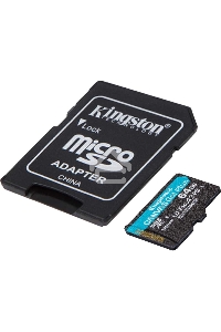 Флеш карта Kingston 64GB microSDXC Canvas Go Plus 170R A2 U3 V30 Card + ADP EAN: 740617301045