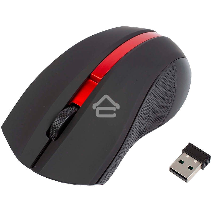 Мышь беспроводная HIPER HOMW-073 черный/красный, 1000 dpi, радиоканал, USB, кнопки - 3