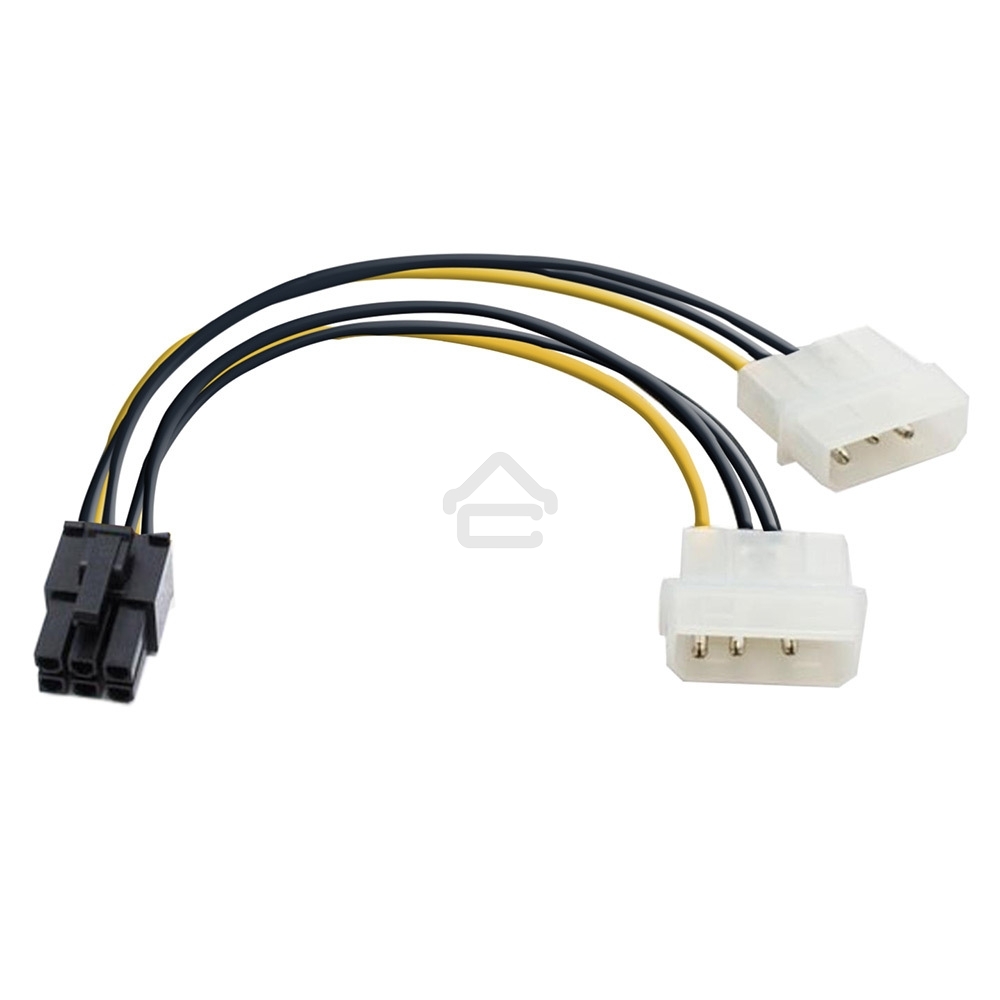 Переходник питания PCI-Express 6pin (от 2х разъемов Molex (IDE) блока питания), 15 см ExeGate EX138937RUS