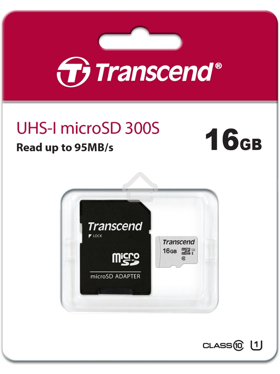 Флеш карта Micro SecureDigital 16Gb TranscendTS16GUSD300S-A{MicroSDHC Class 10 UHS-I, SD adapter}
